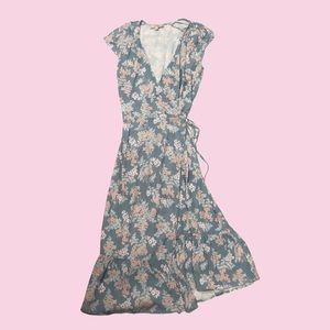 LOFT Floral Wrap Midi Dress
